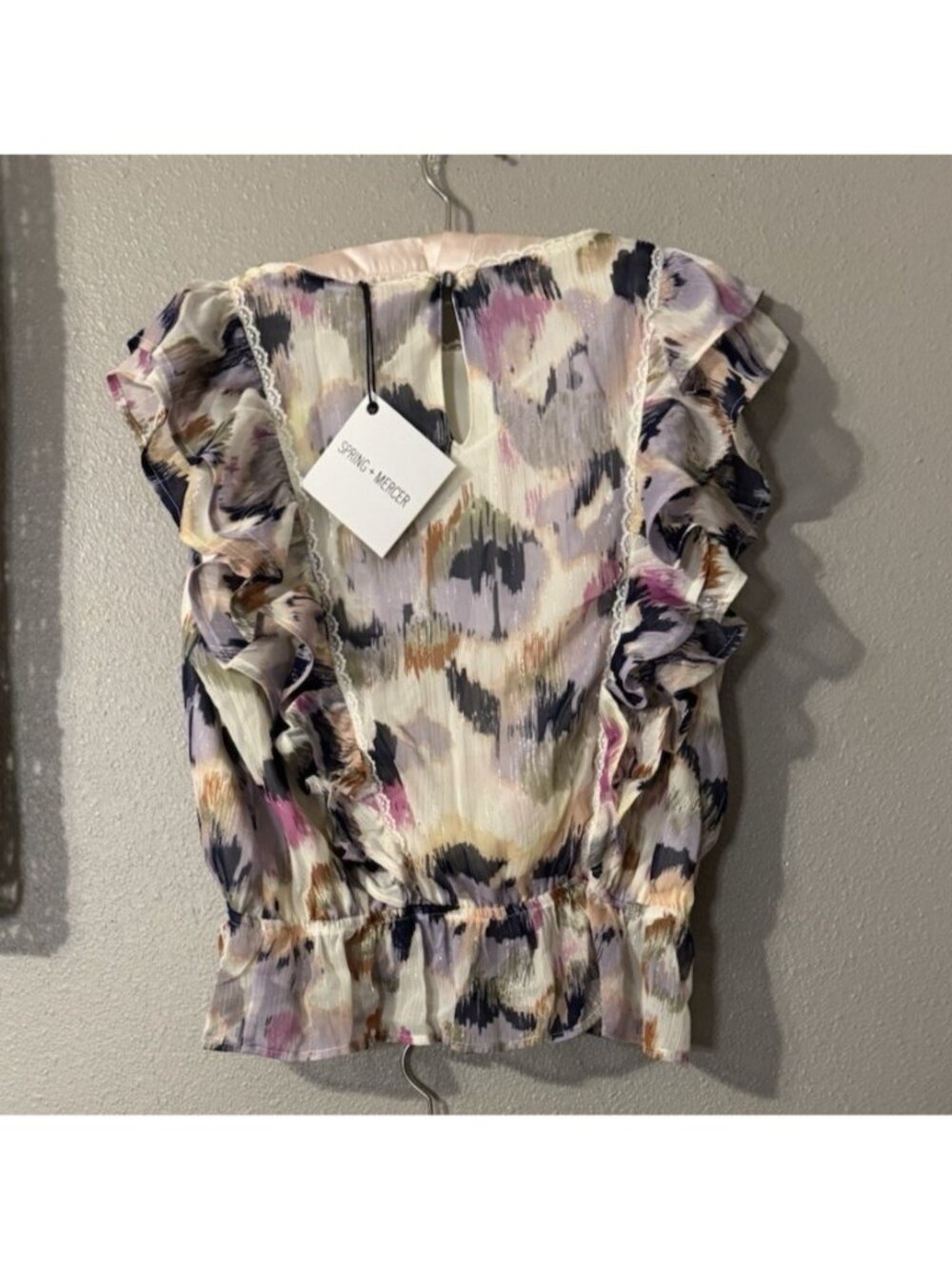 Spring & Mercer Colorful Smocked Tiered Ruffle Top M Medium NEW - Picture 4 of 8